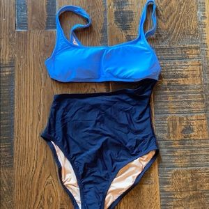 Jcrew ColorBlock Cut Out One Piece Swimsuit AK950